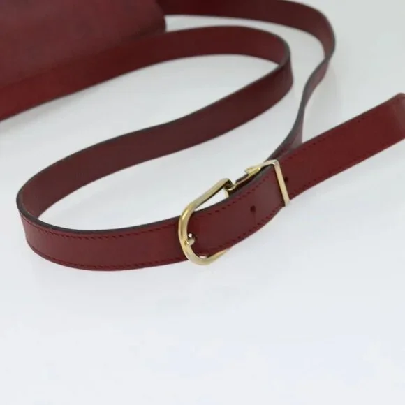 Christian Dior Honeycomb Canvas Shoulder Bag PVC Red Gold Auth 134766
